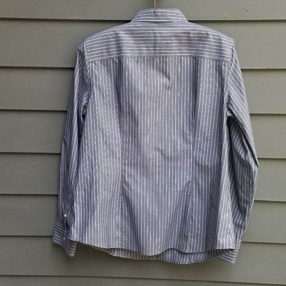Talbots Gray White Stripe Button Down Shirt Like NEW size 10 - Picture 3 of 8